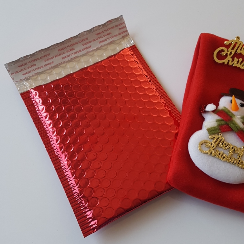 🎅🏼10 pcs Metallic Red Bubble Mailers 5"x7" inches